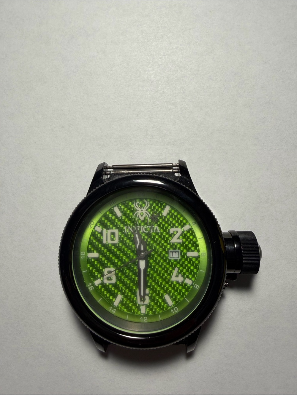 Invicta Black Case Watch with Neon Green Patterned Dial